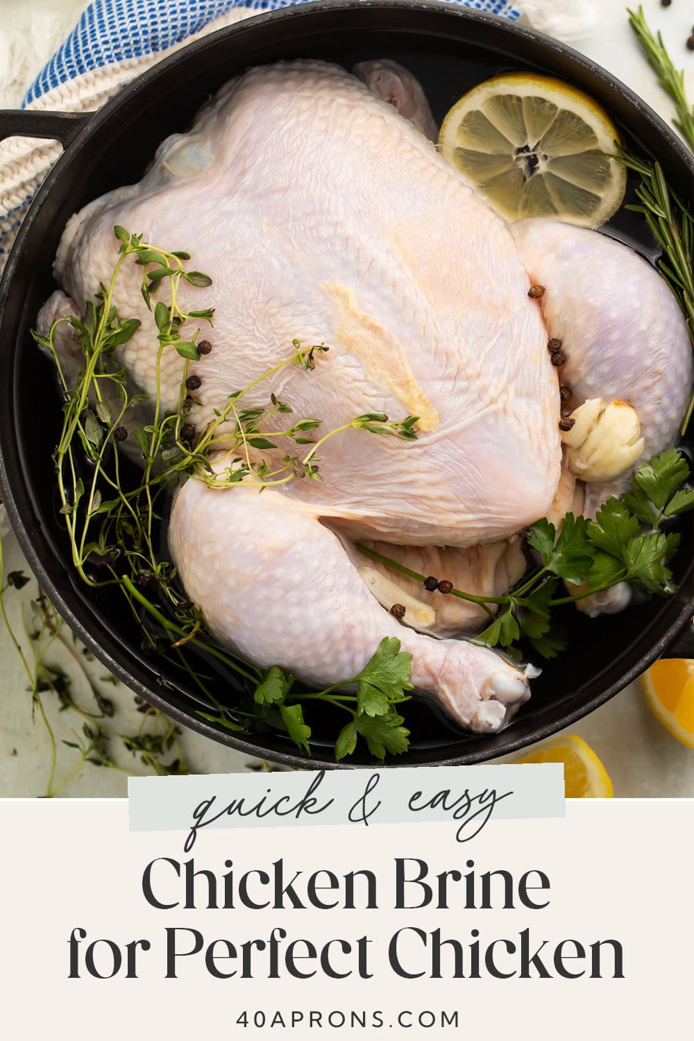 Pin graphic for quick chicken brine.