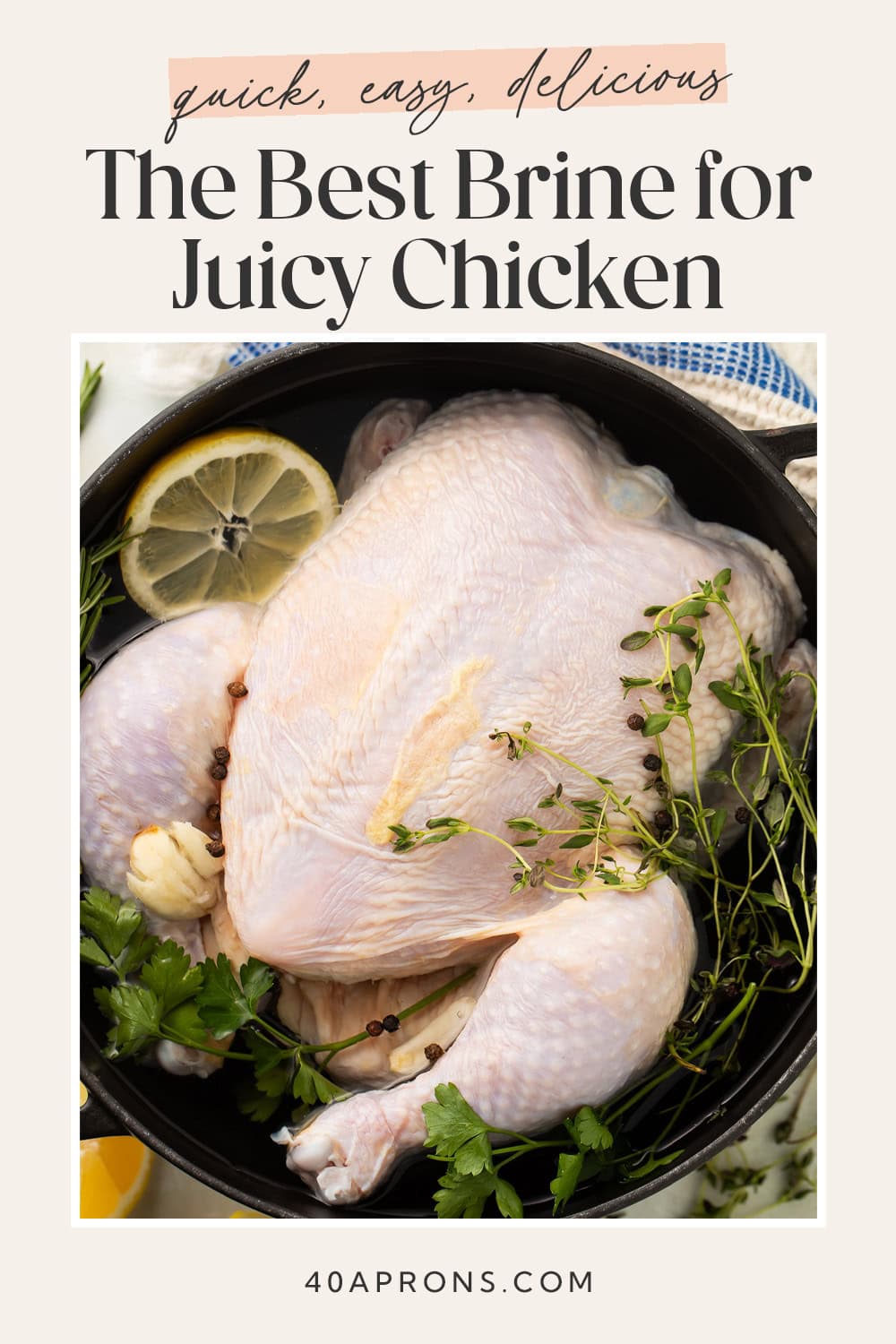 Pin graphic for quick chicken brine.