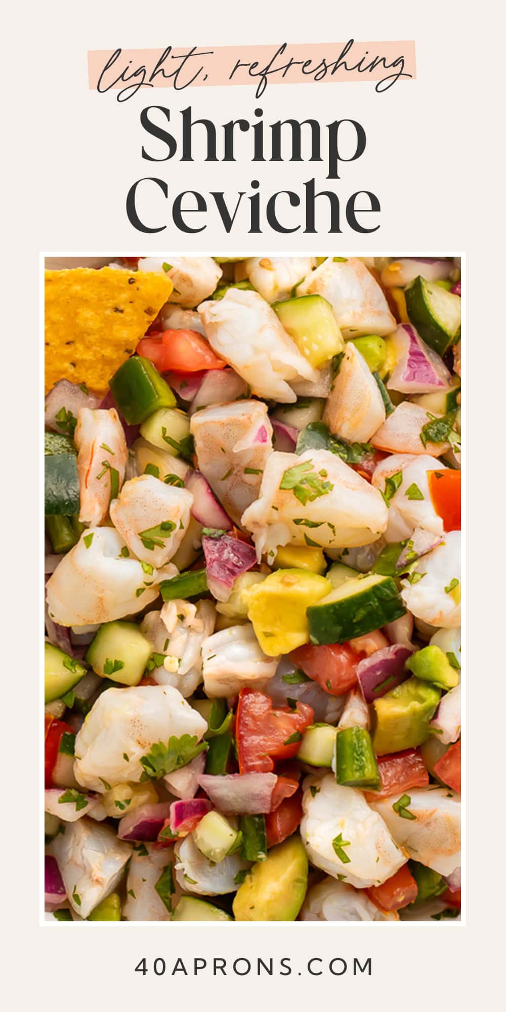 Pin graphic for shrimp ceviche.