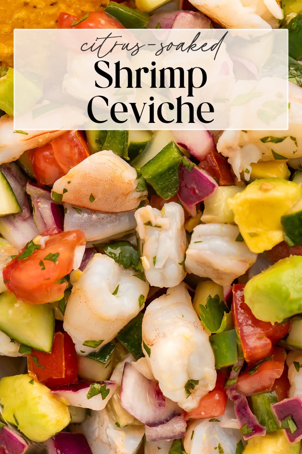 Pin graphic for shrimp ceviche.