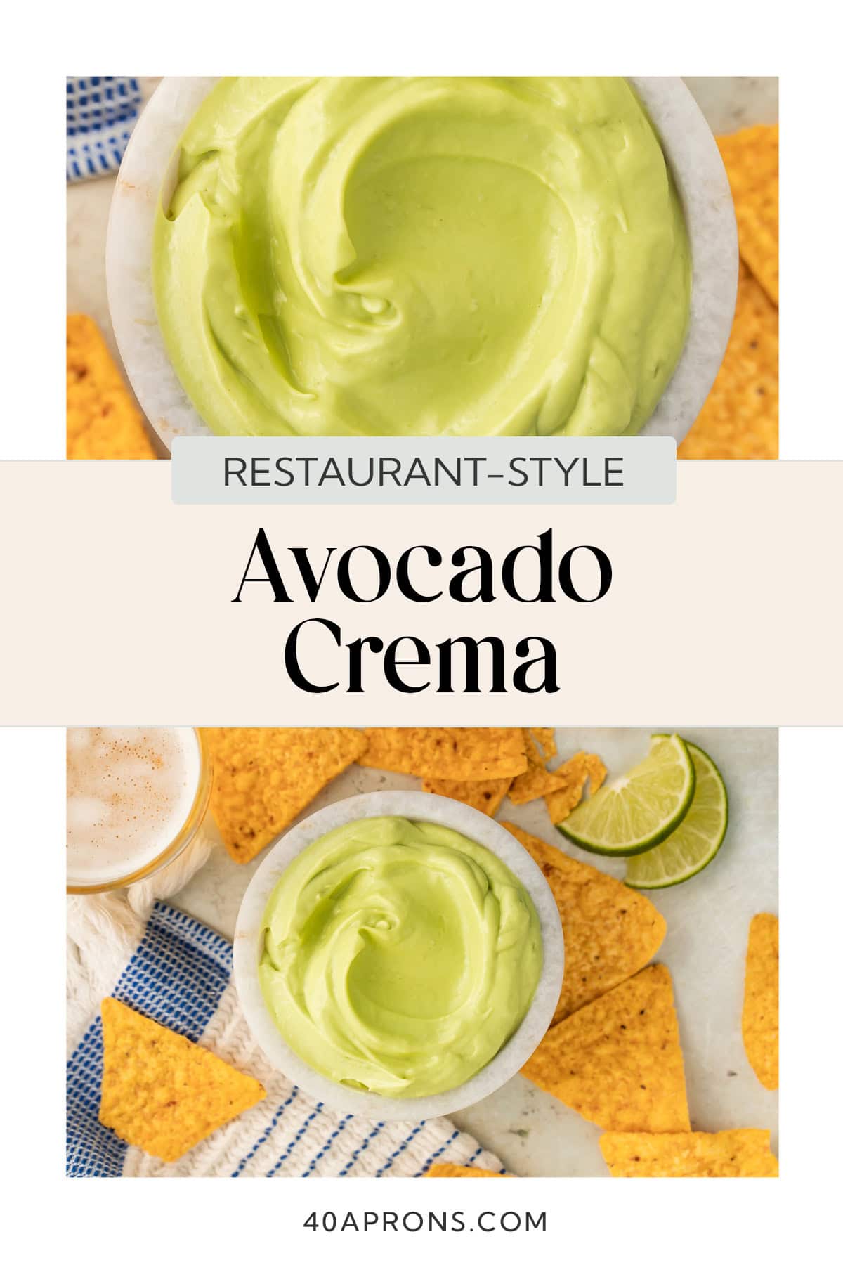 Pin graphic for avocado crema.