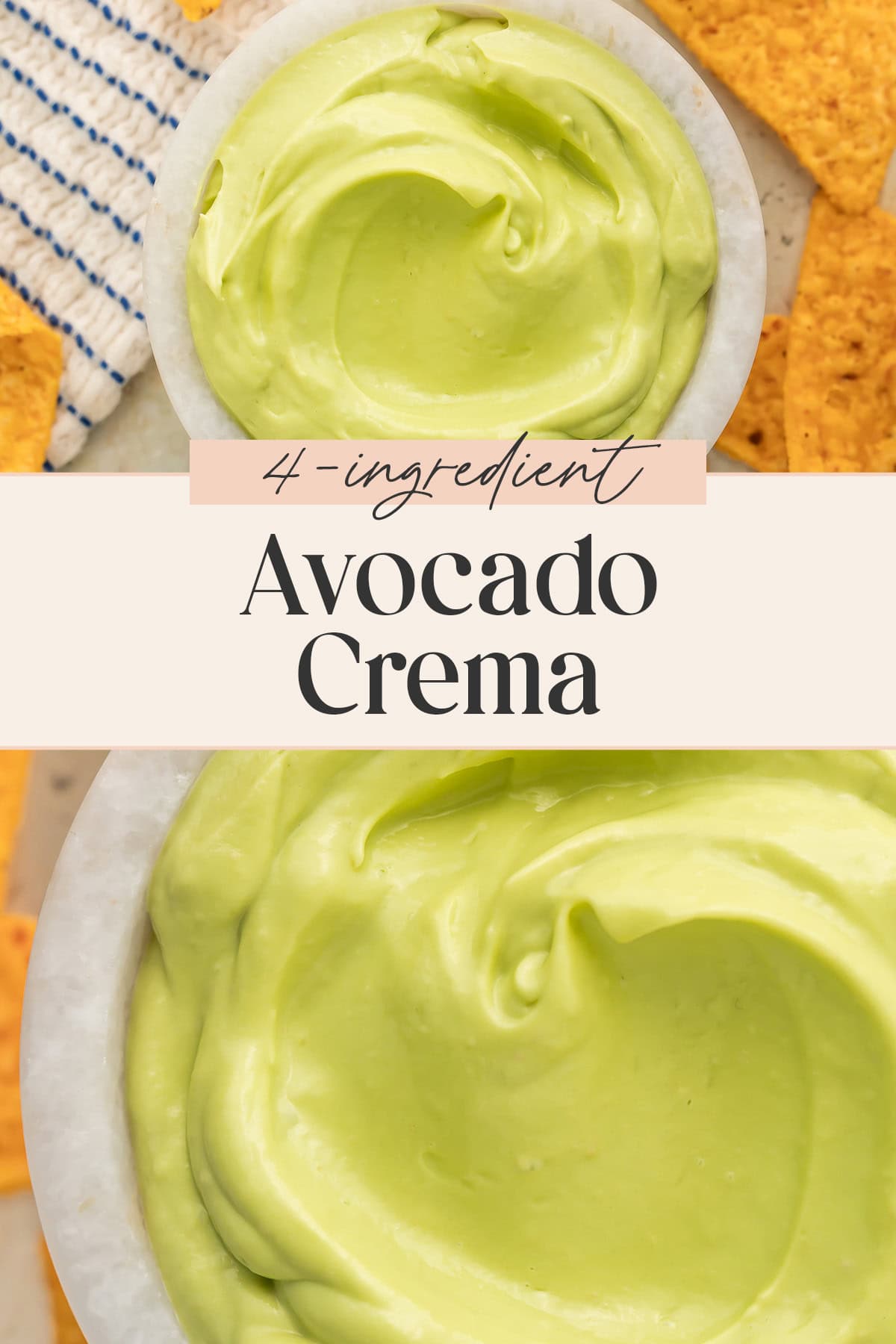 Pin graphic for avocado crema.