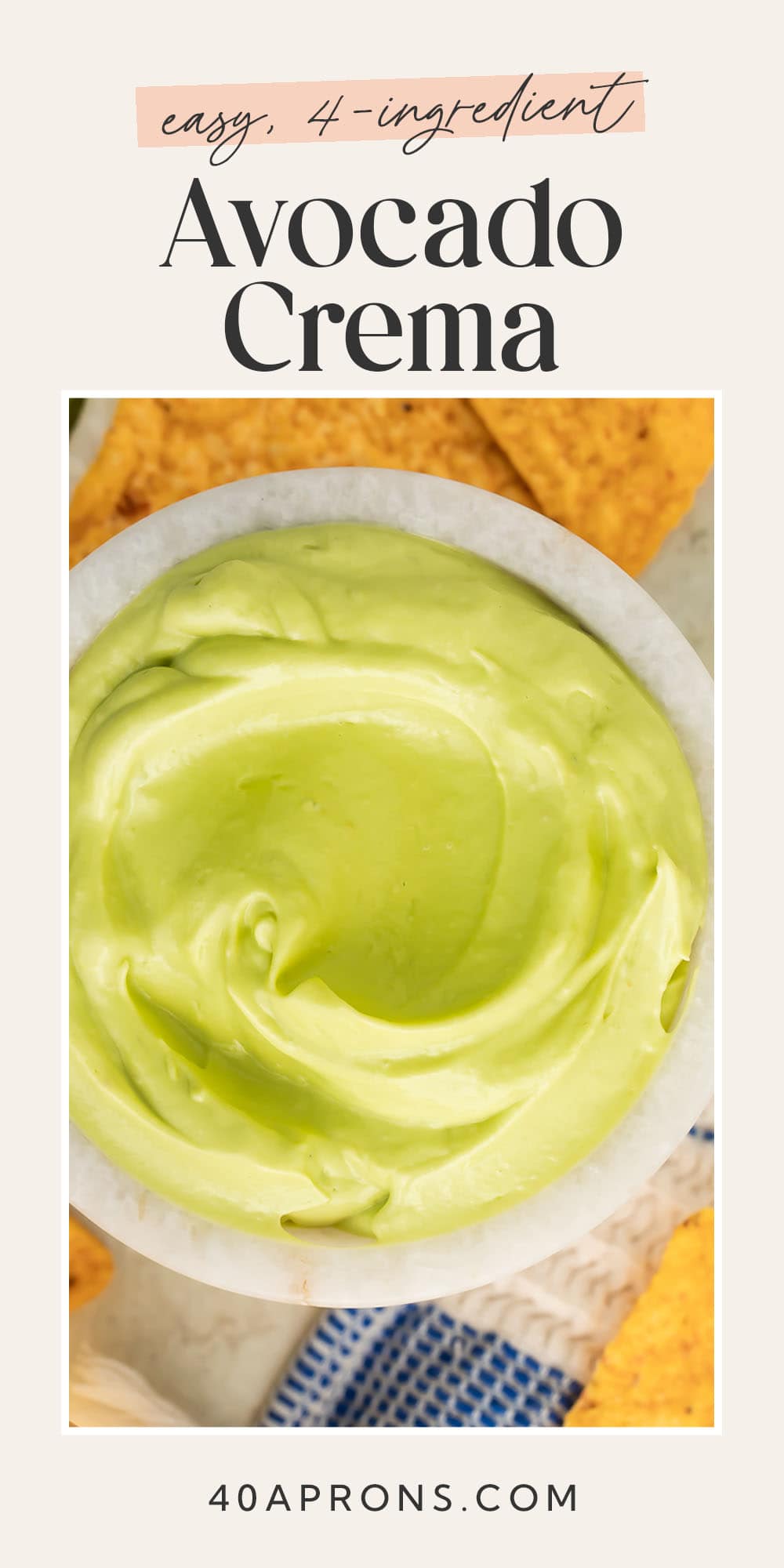 Pin graphic for avocado crema.