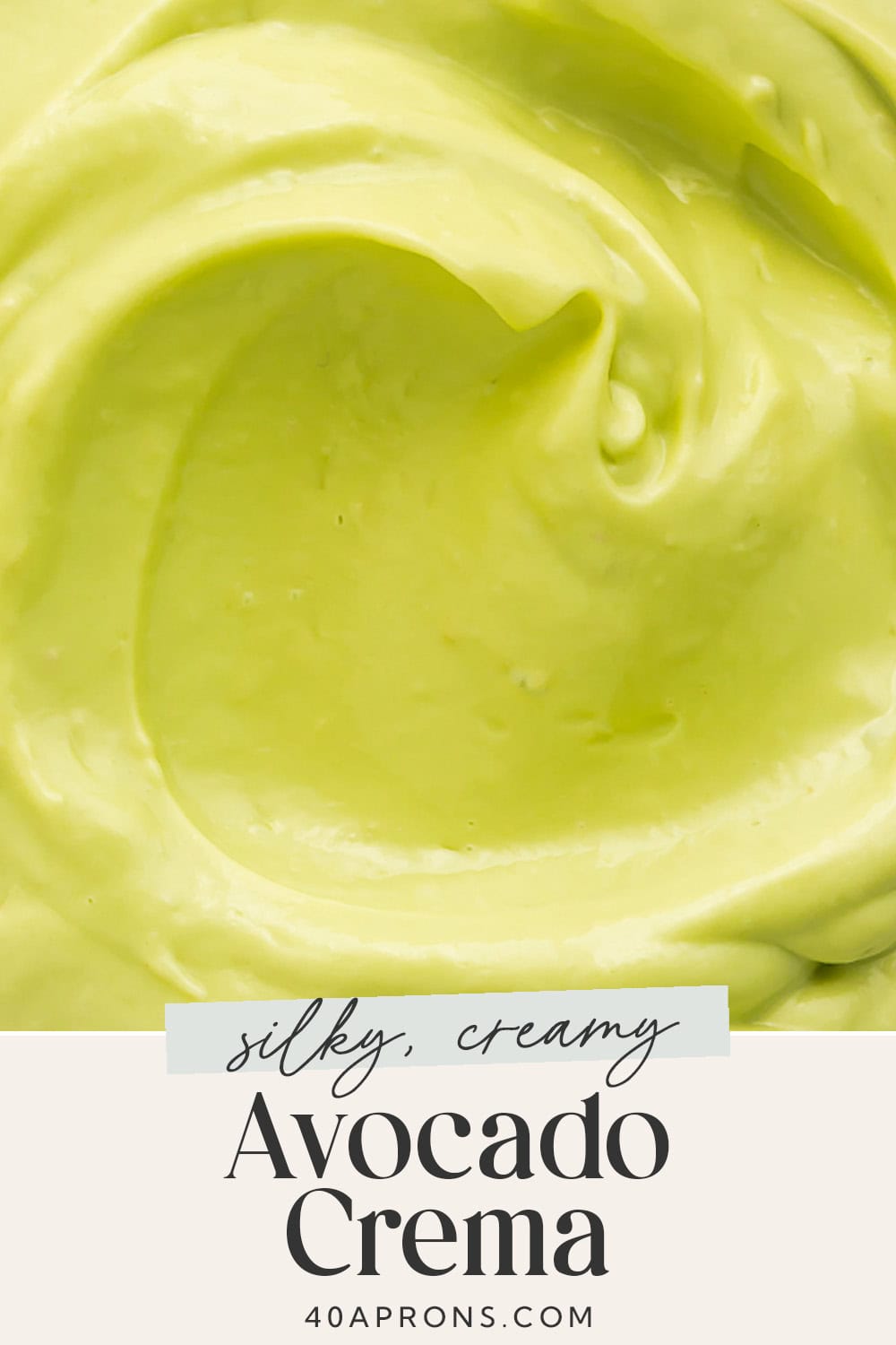 Pin graphic for avocado crema.