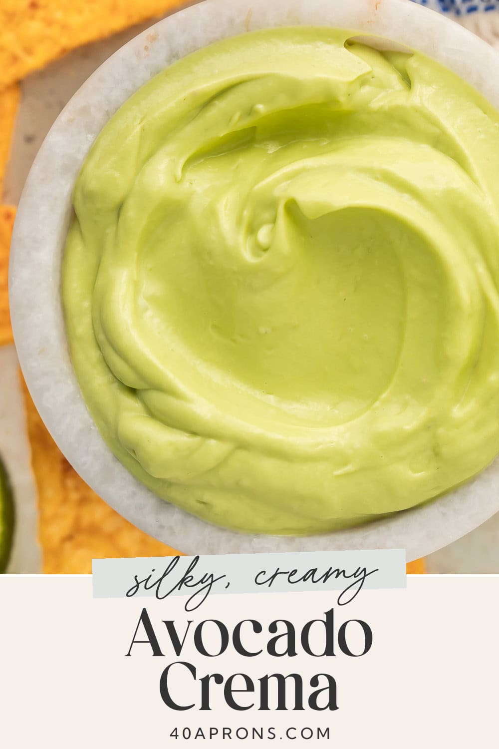 Pin graphic for avocado crema.