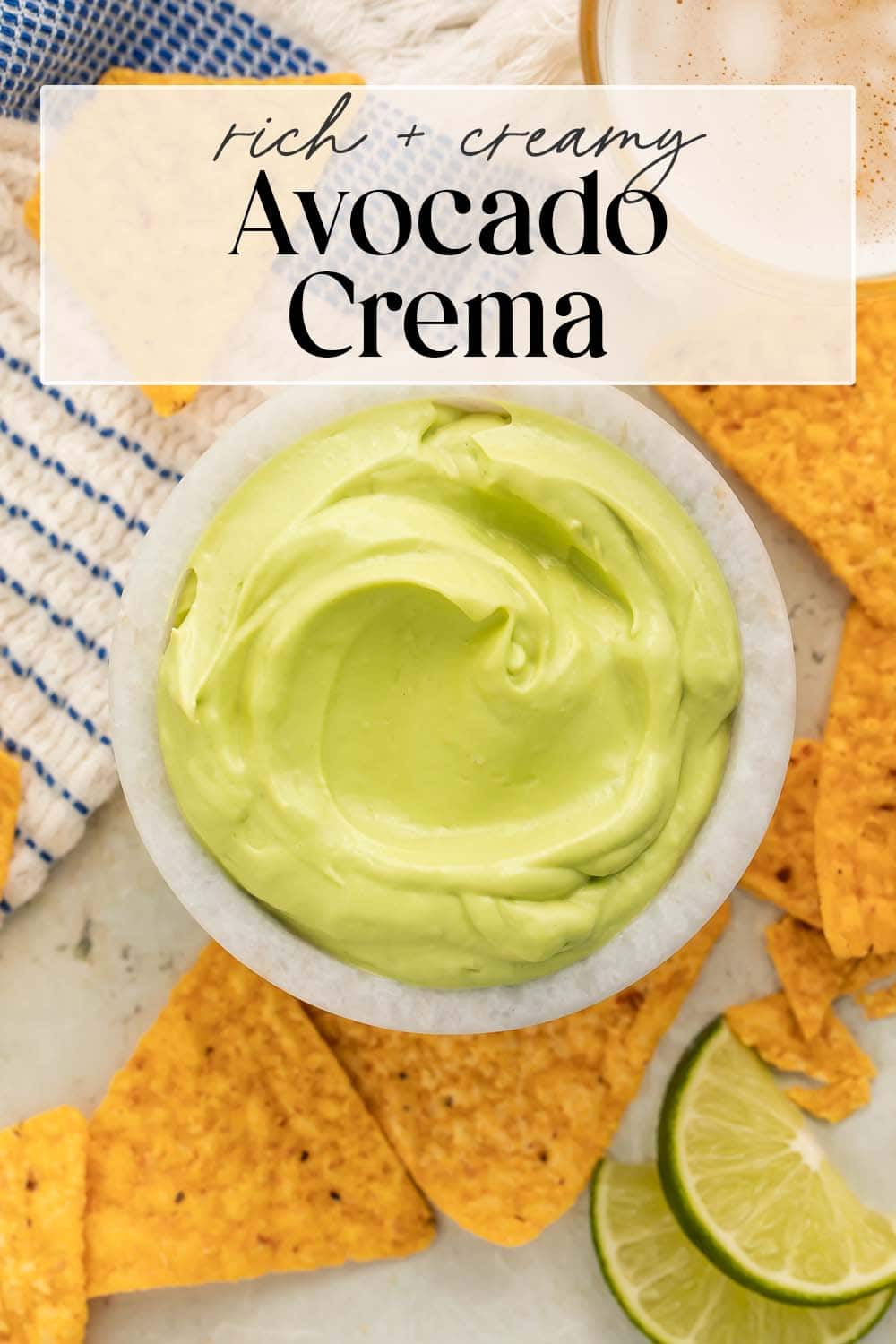 Pin graphic for avocado crema.