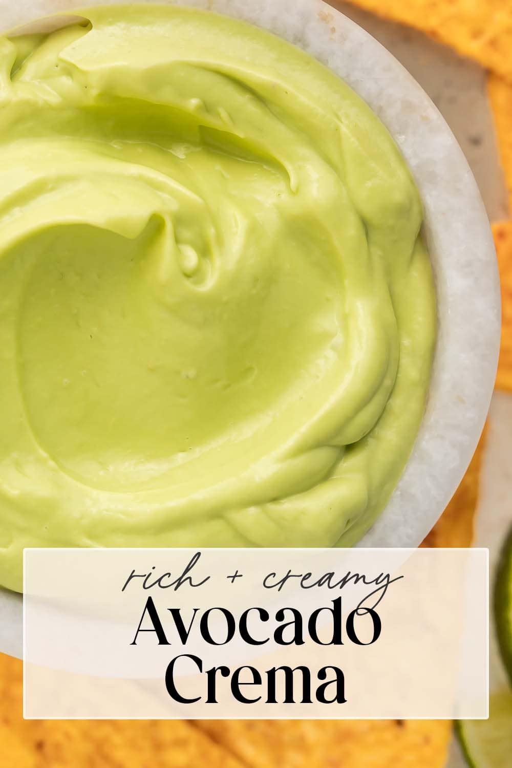 Pin graphic for avocado crema.