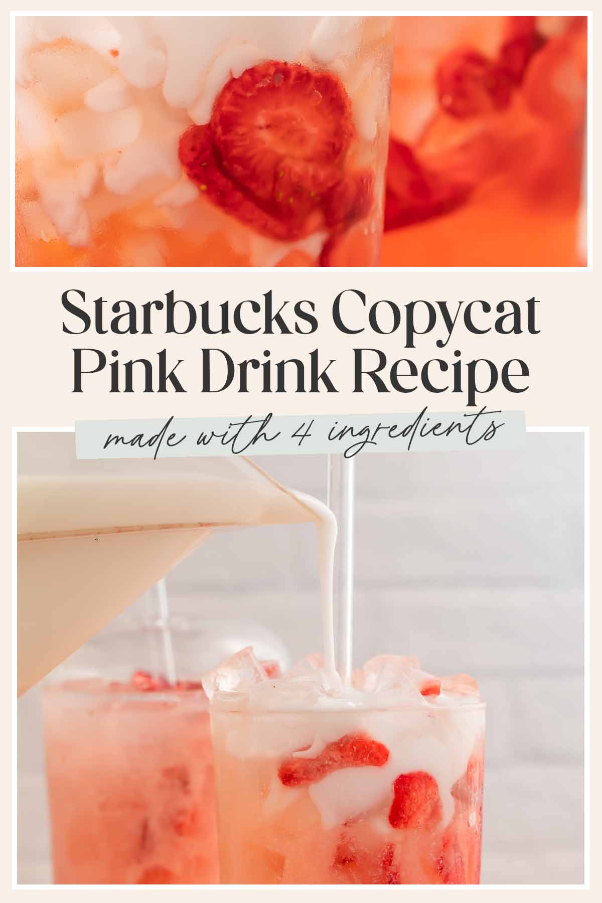 Pin graphic for pink drink recipe.