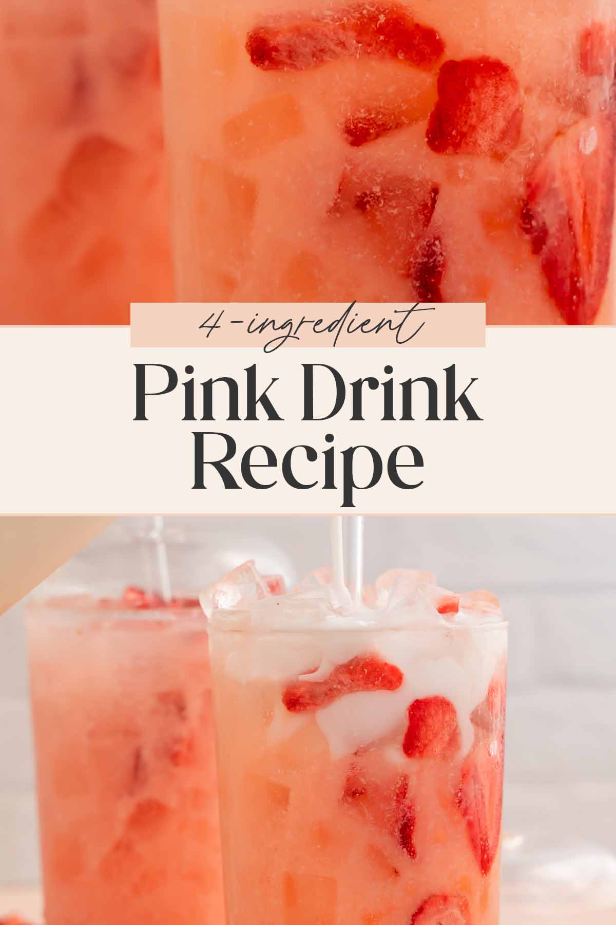 Pin graphic for pink drink recipe.