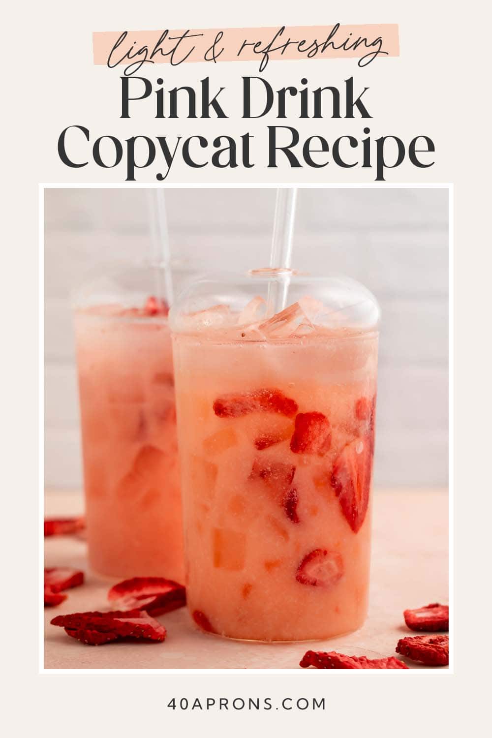 Pin graphic for pink drink recipe.