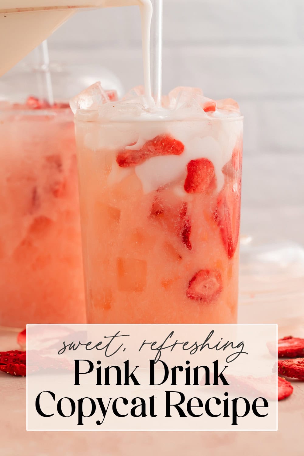 Pin graphic for pink drink recipe.