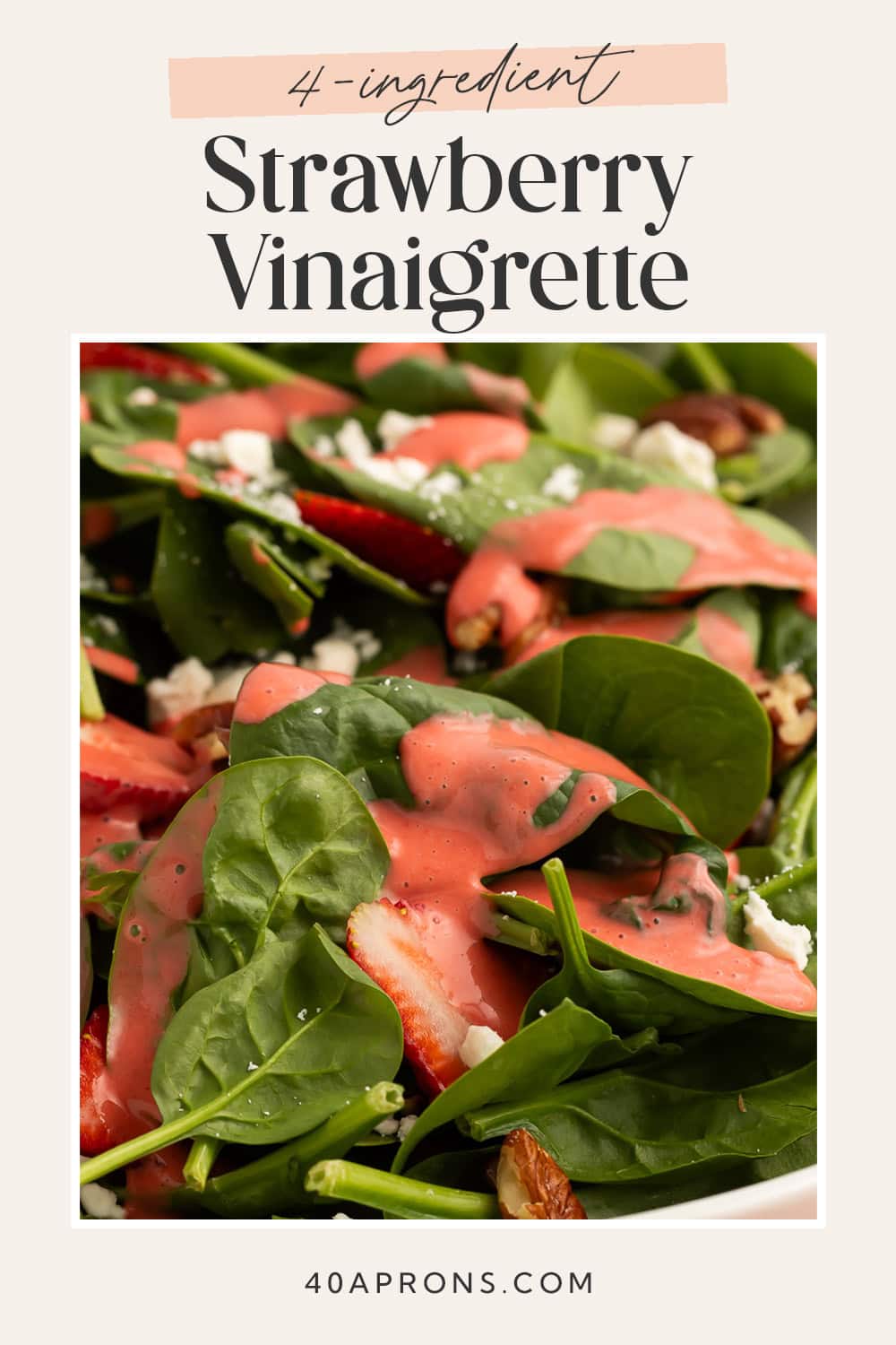 Pin graphic for strawberry vinaigrette.