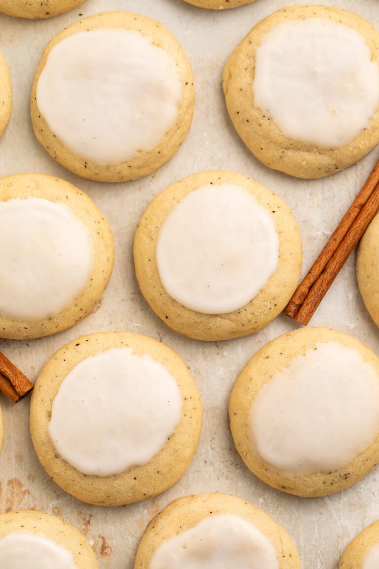 Taylor Swift chai sugar cookies topped with cinnamon glaze.