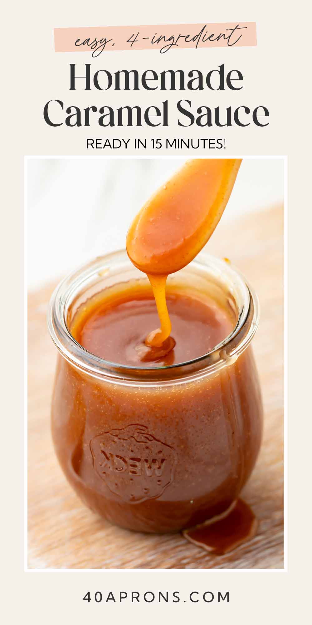 Pin graphic for easy caramel sauce.