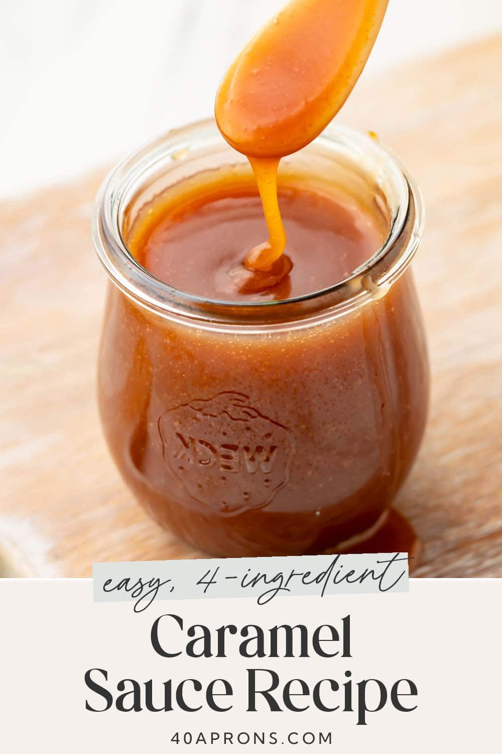 Pin graphic for easy caramel sauce.