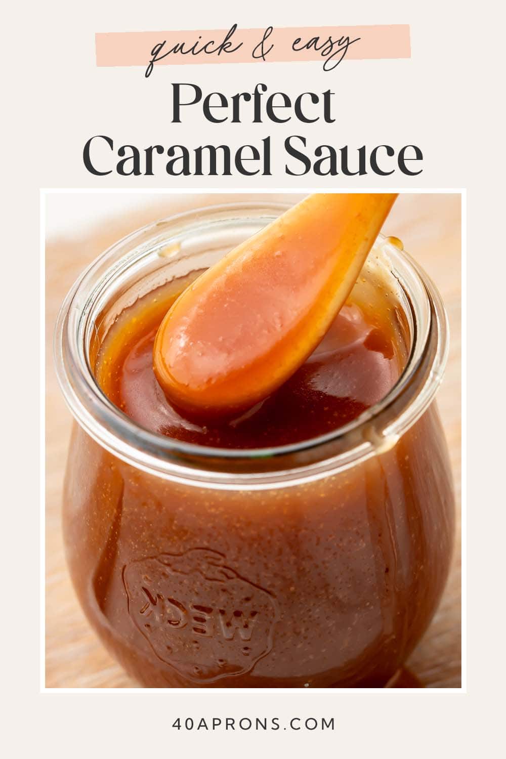 Pin graphic for easy caramel sauce.