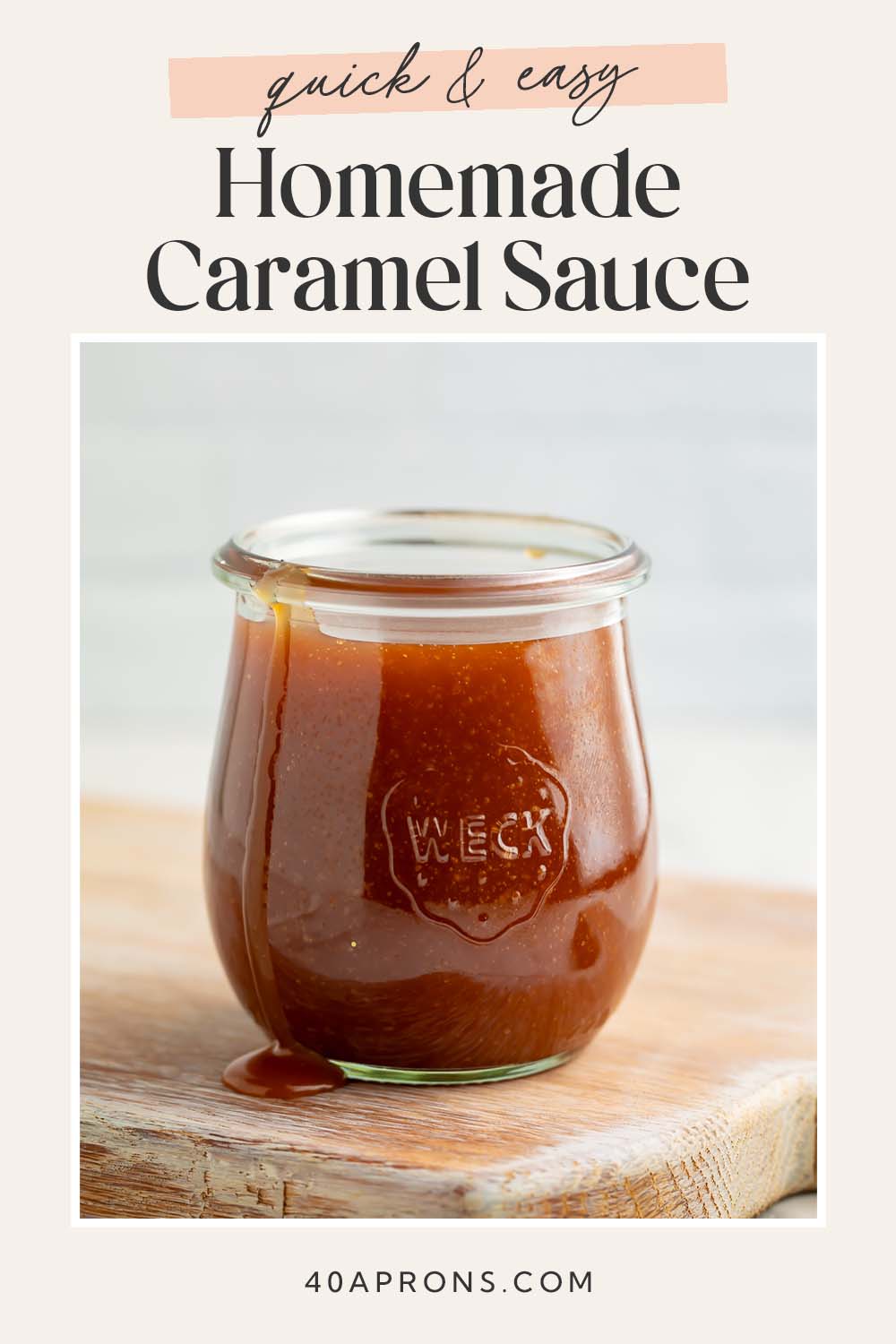 Pin graphic for easy caramel sauce.