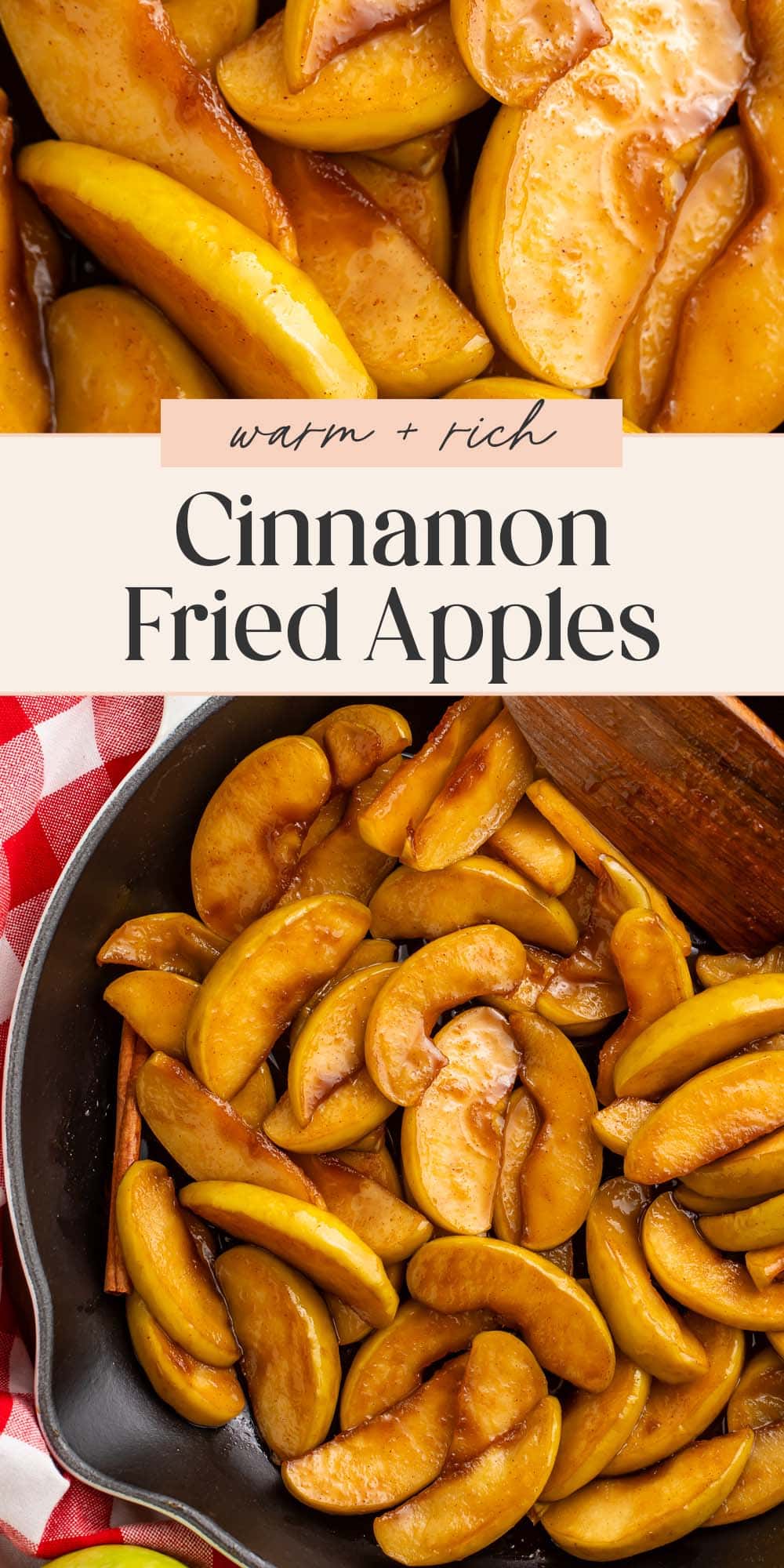 Pin graphic for fried apples.