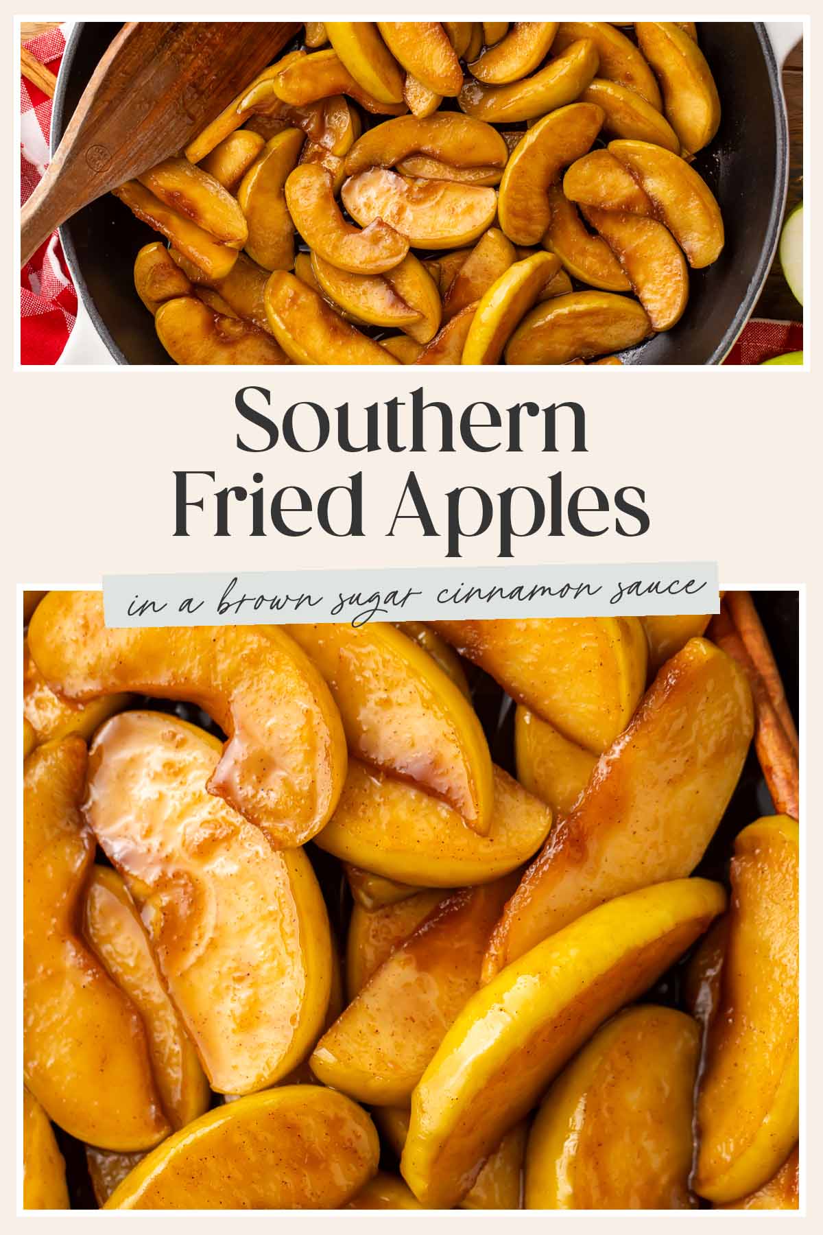 Pin graphic for fried apples.