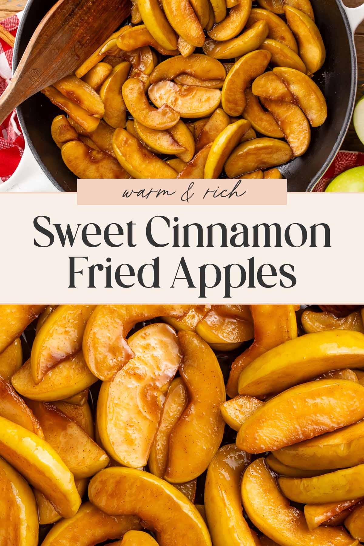 Pin graphic for fried apples.