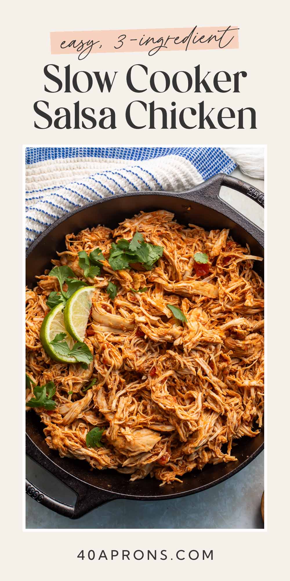 Pin graphic for slow cooker Mexican shredded chicken.