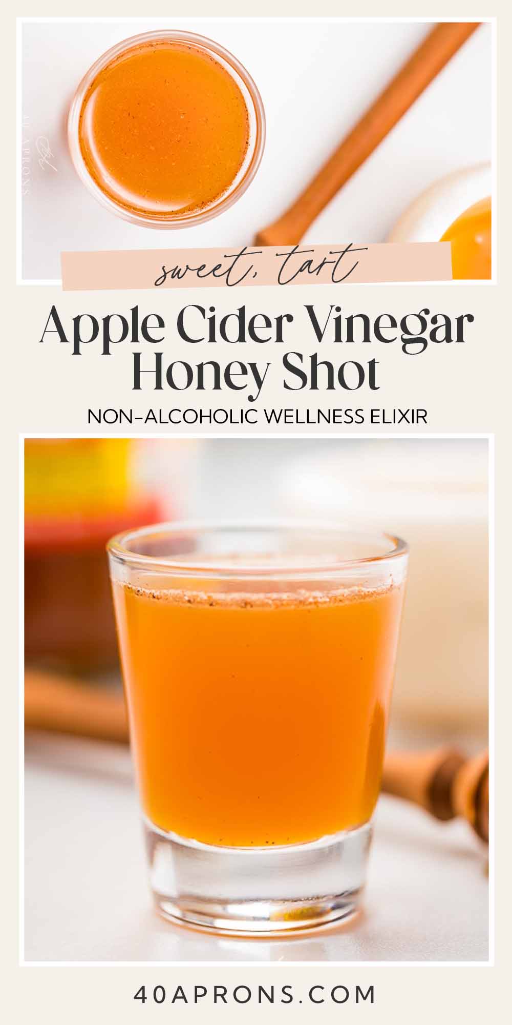 Pin graphic for apple cider vinegar honey shot.