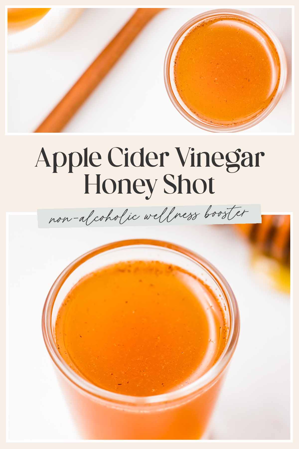 Pin graphic for apple cider vinegar honey shot.