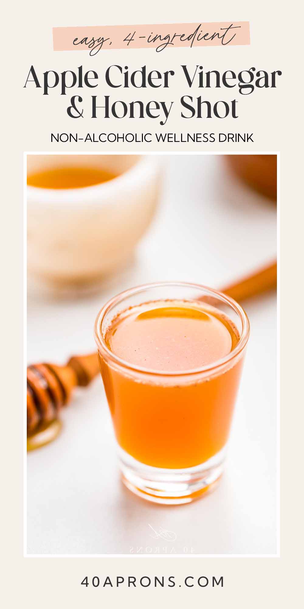 Pin graphic for apple cider vinegar honey shot.