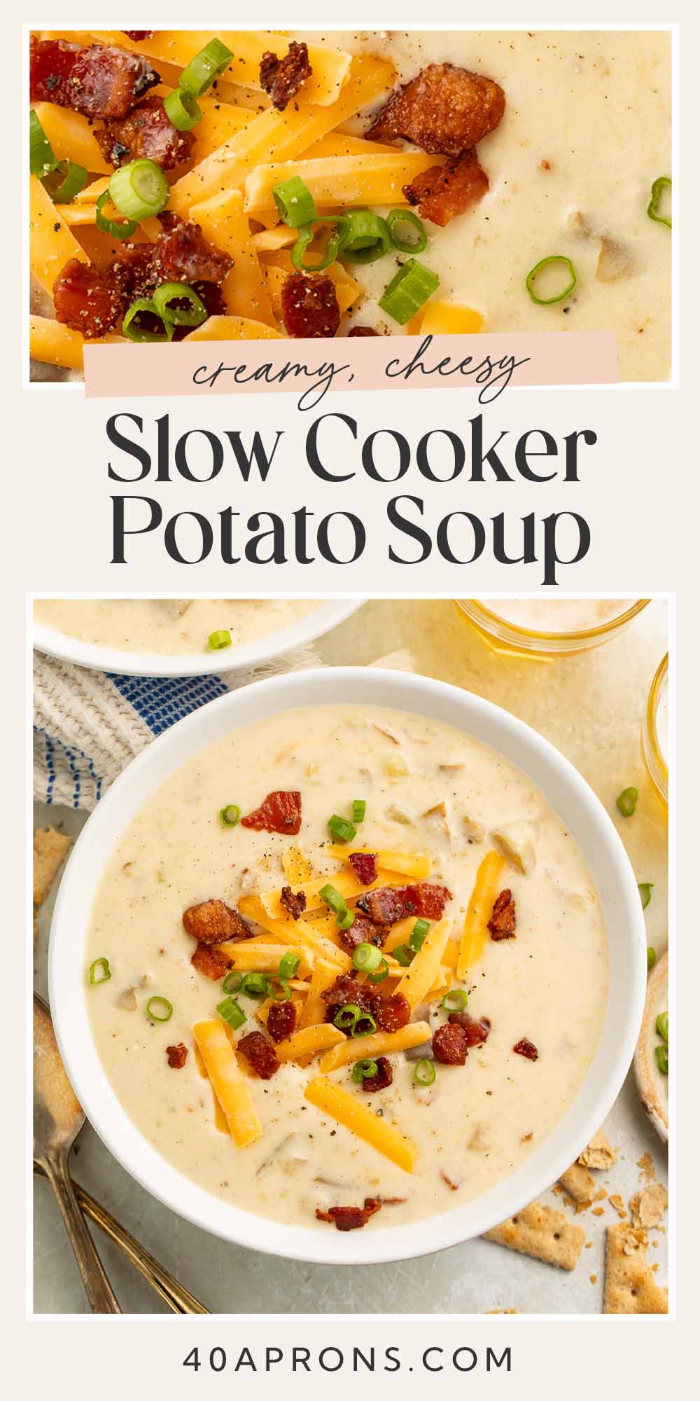 Pin graphic for Crockpot potato soup.