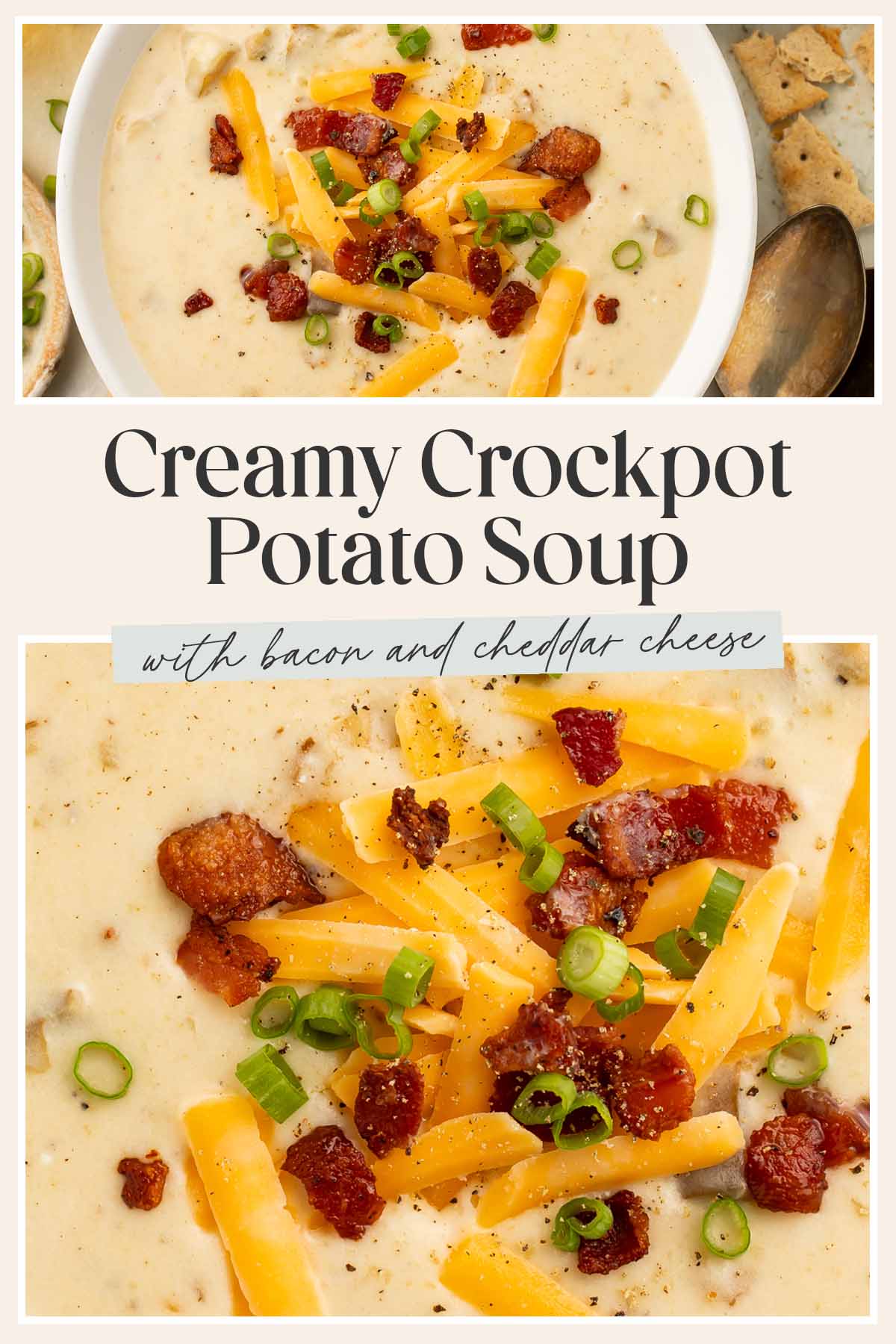 Pin graphic for Crockpot potato soup.