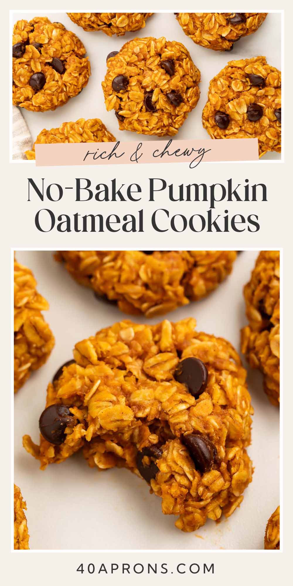 Pin graphic for pumpkin no-bake cookies.