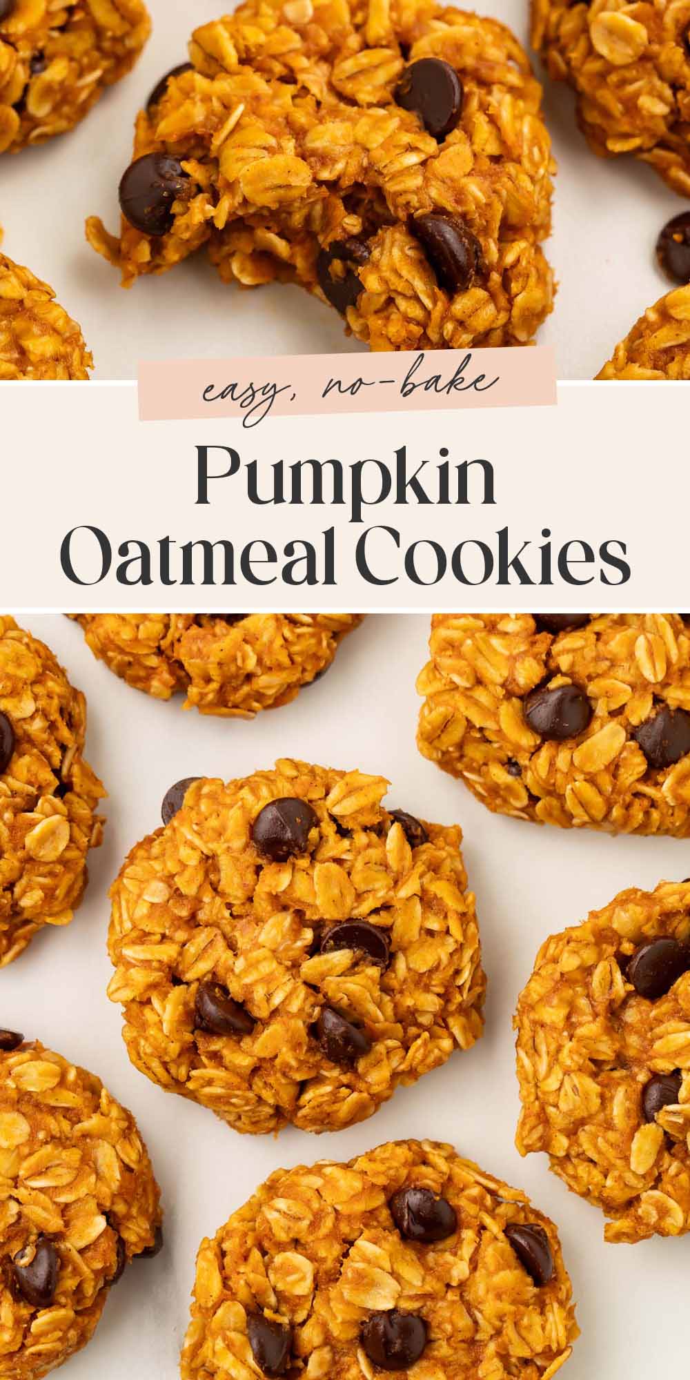 Pin graphic for pumpkin no-bake cookies.