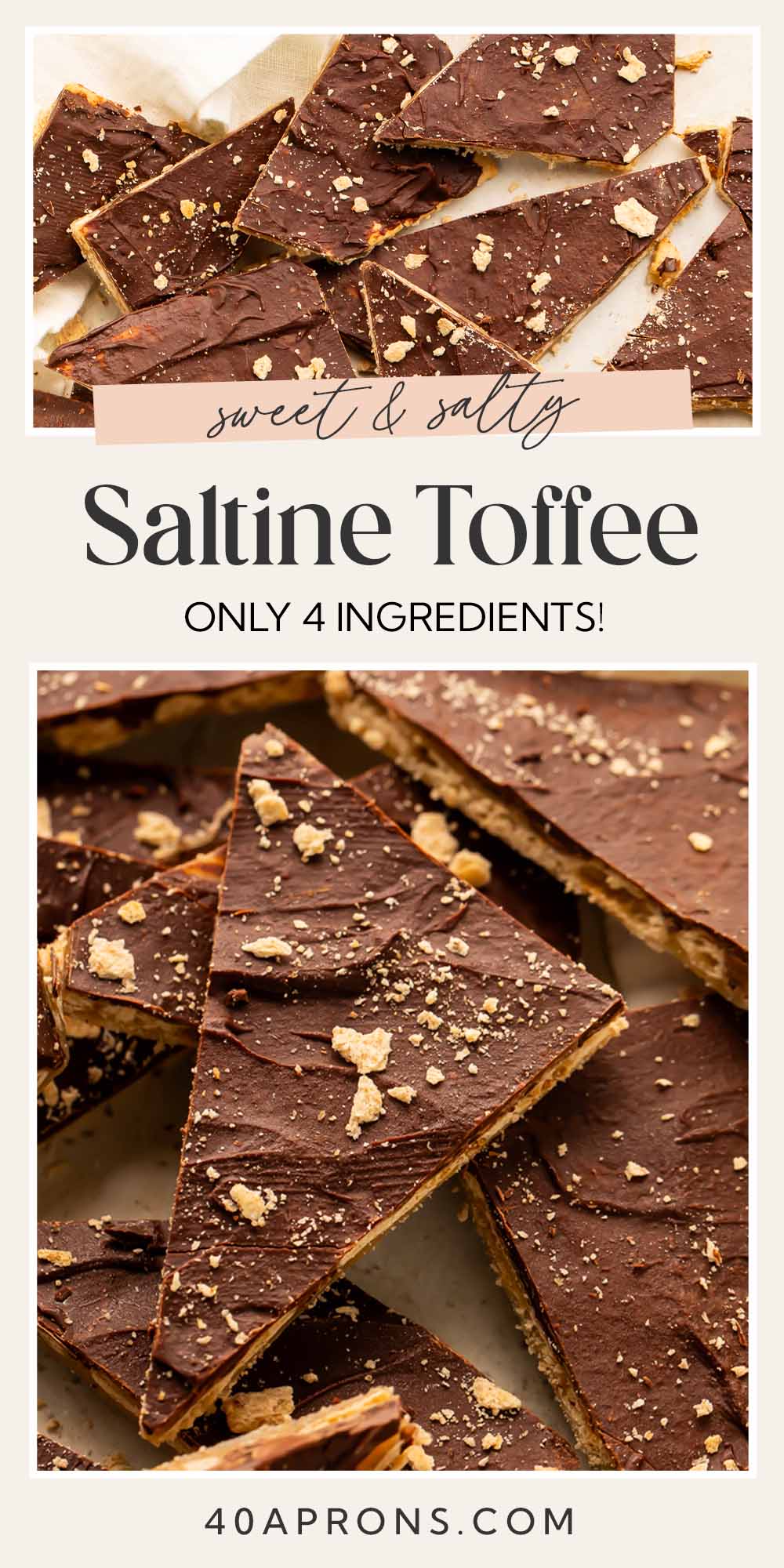 Pin graphic for saltine toffee.