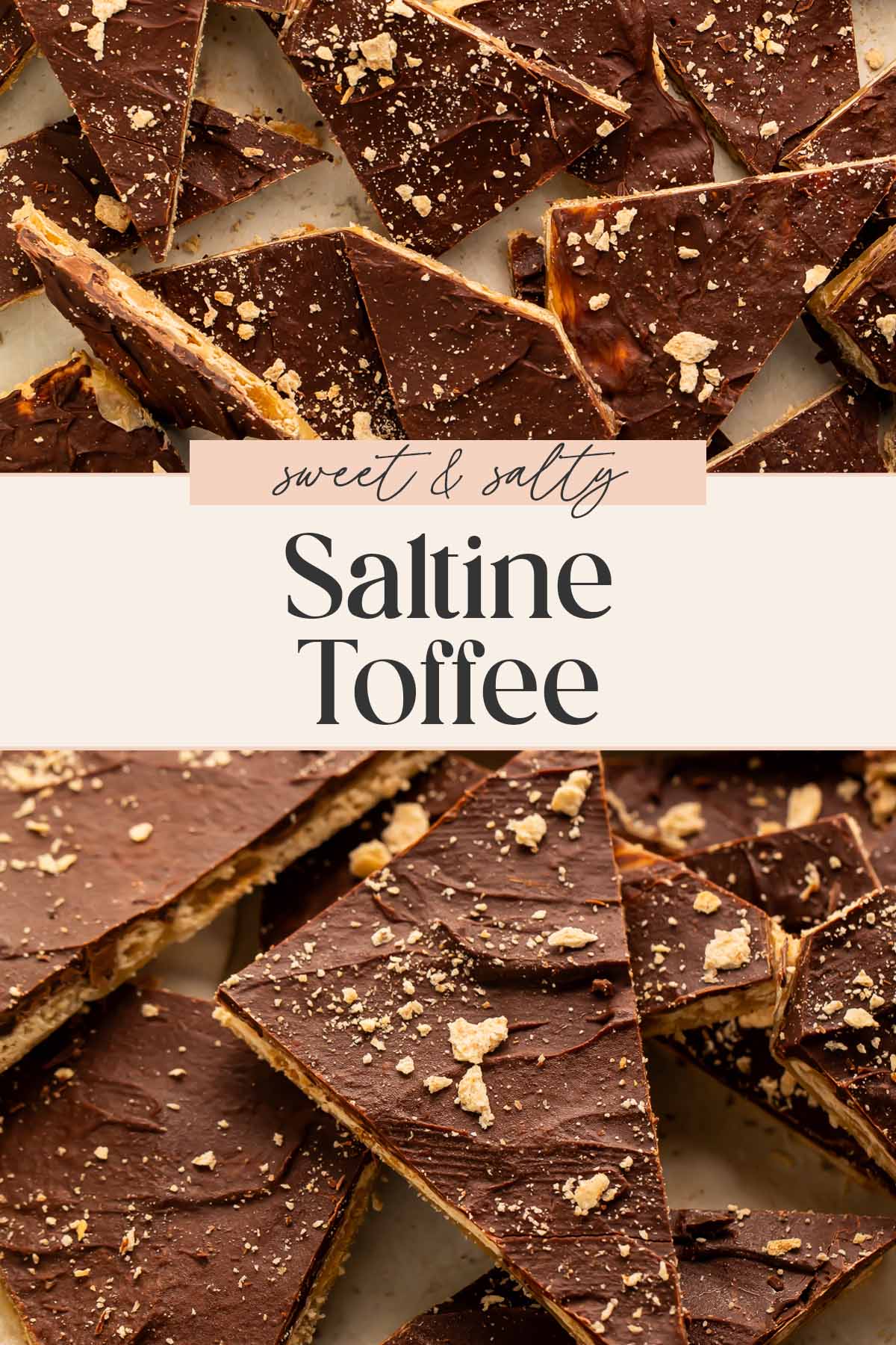 Pin graphic for saltine toffee.