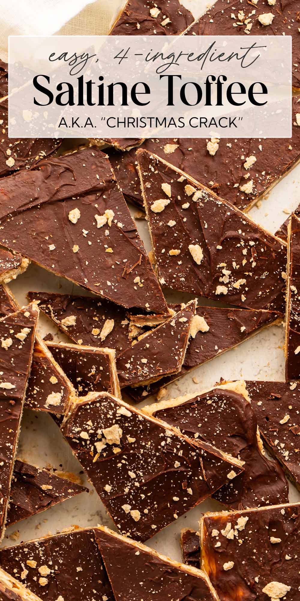 Pin graphic for saltine toffee.