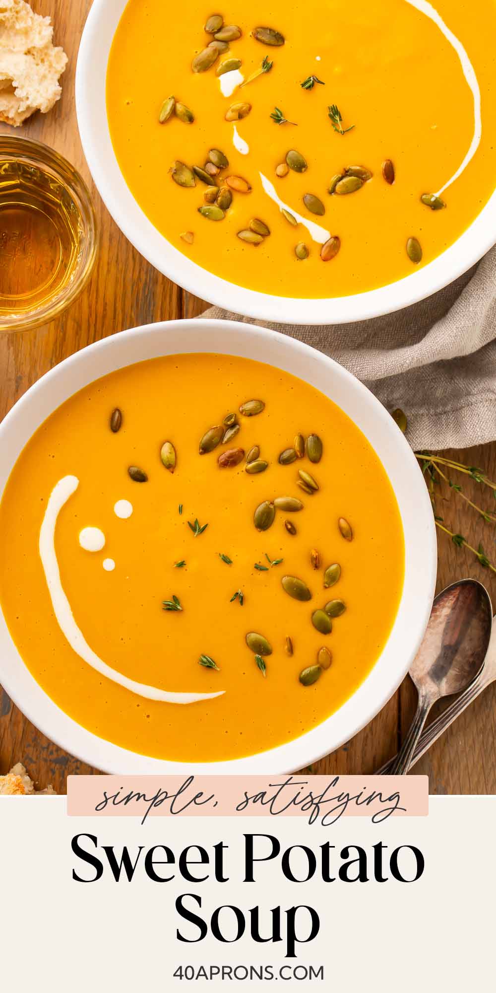 Pin graphic for sweet potato soup.