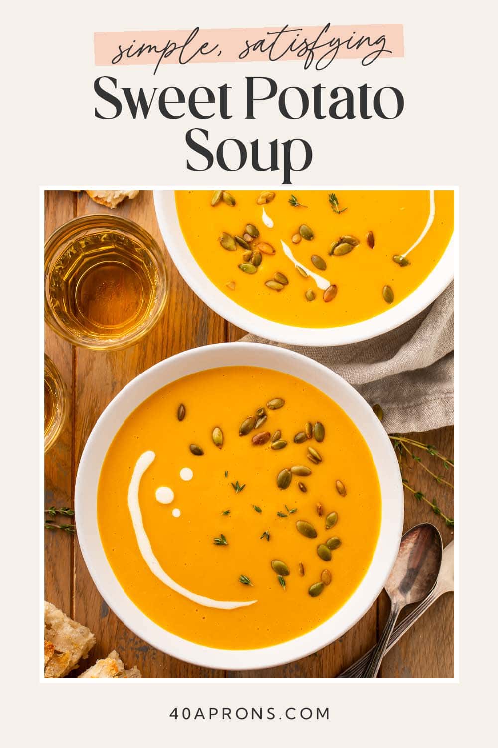 Pin graphic for sweet potato soup.