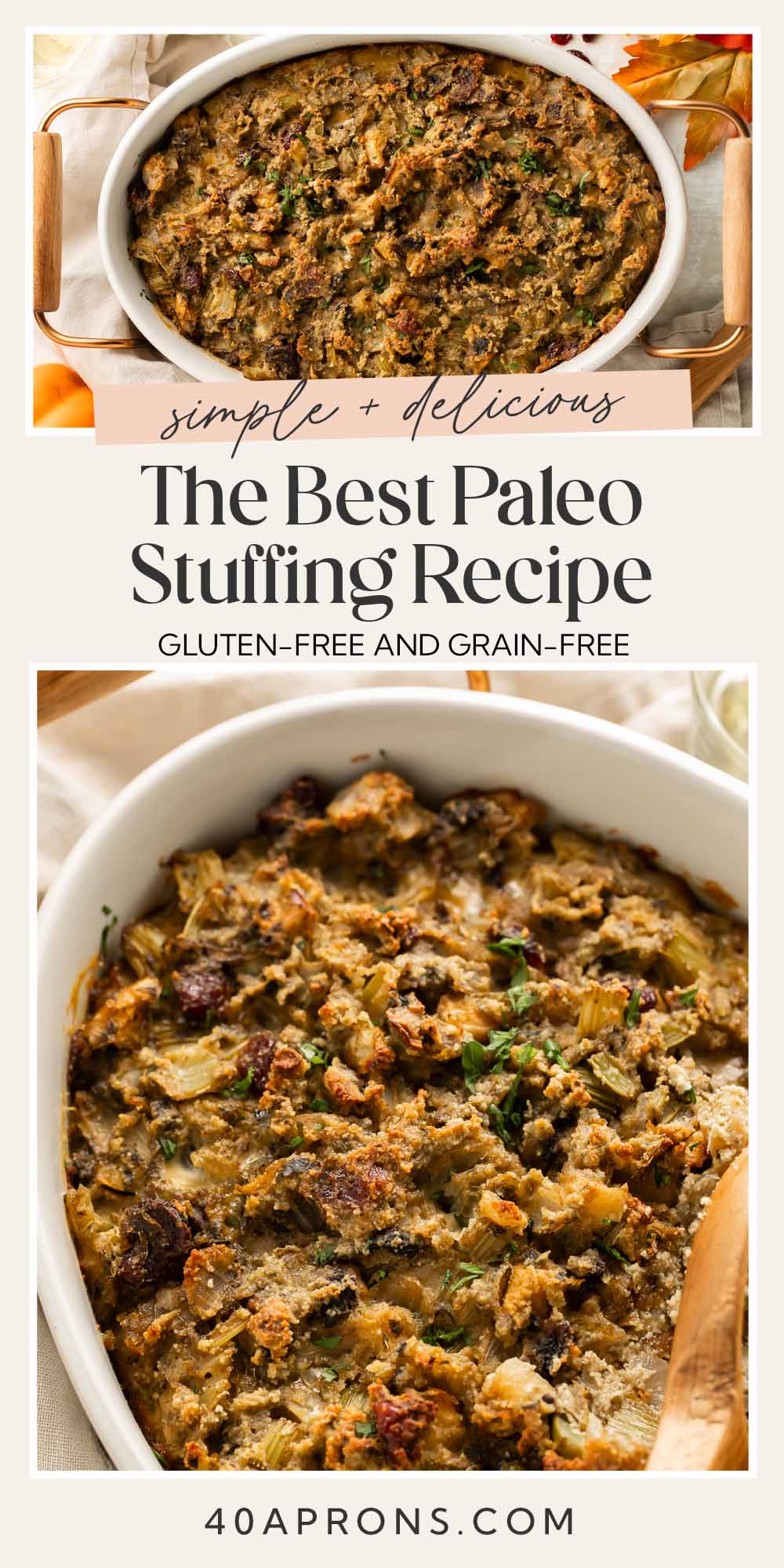 Pin graphic for paleo stuffing.