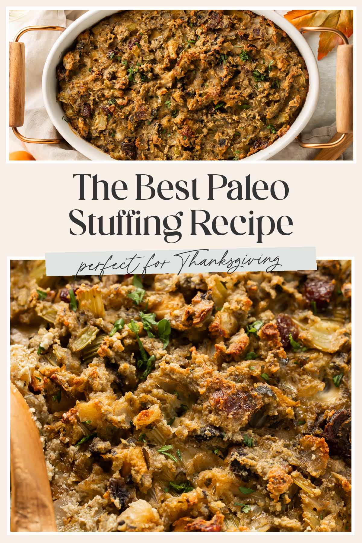 Pin graphic for paleo stuffing.