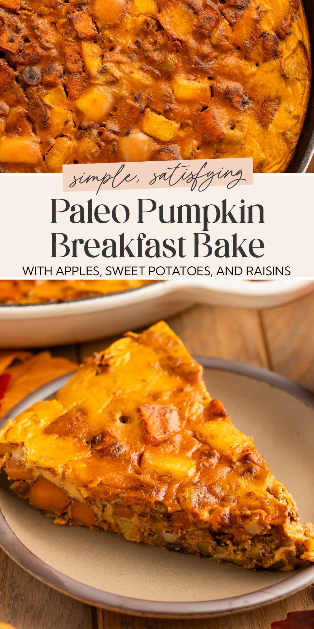 Pin graphic for paleo pumpkin breakfast bake.