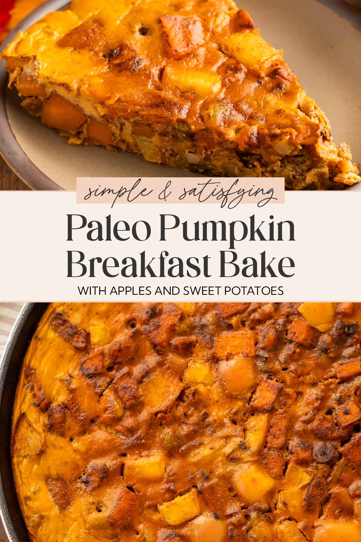 Pin graphic for paleo pumpkin breakfast bake.