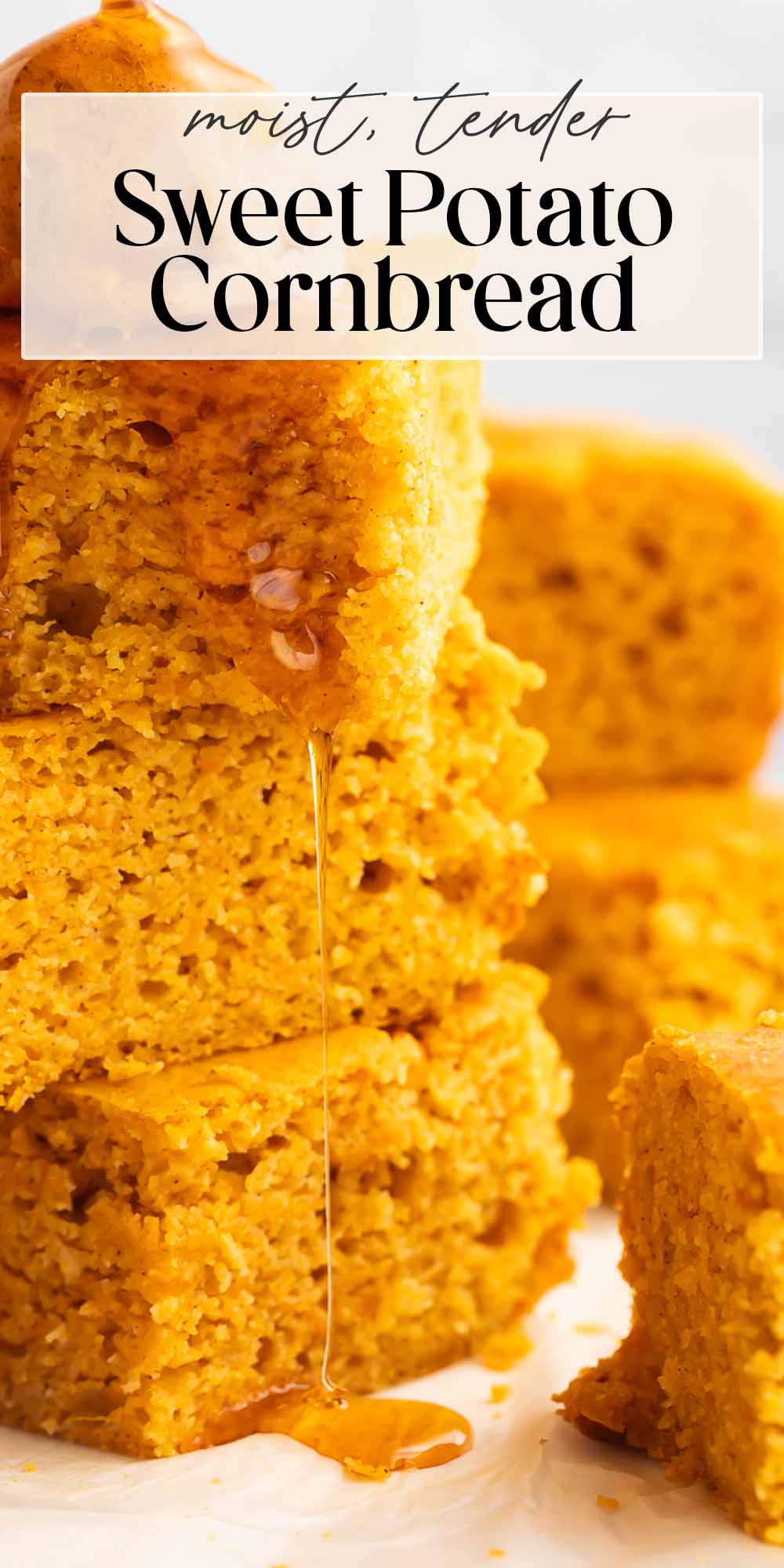 Pin graphic for sweet potato cornbread.