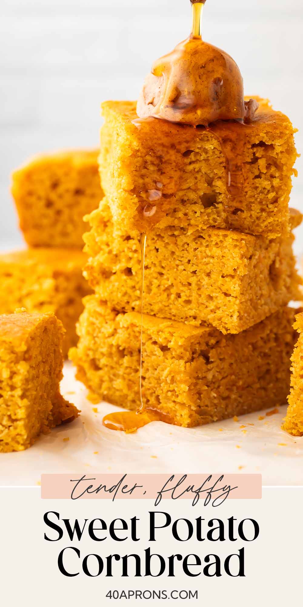 Pin graphic for sweet potato cornbread.