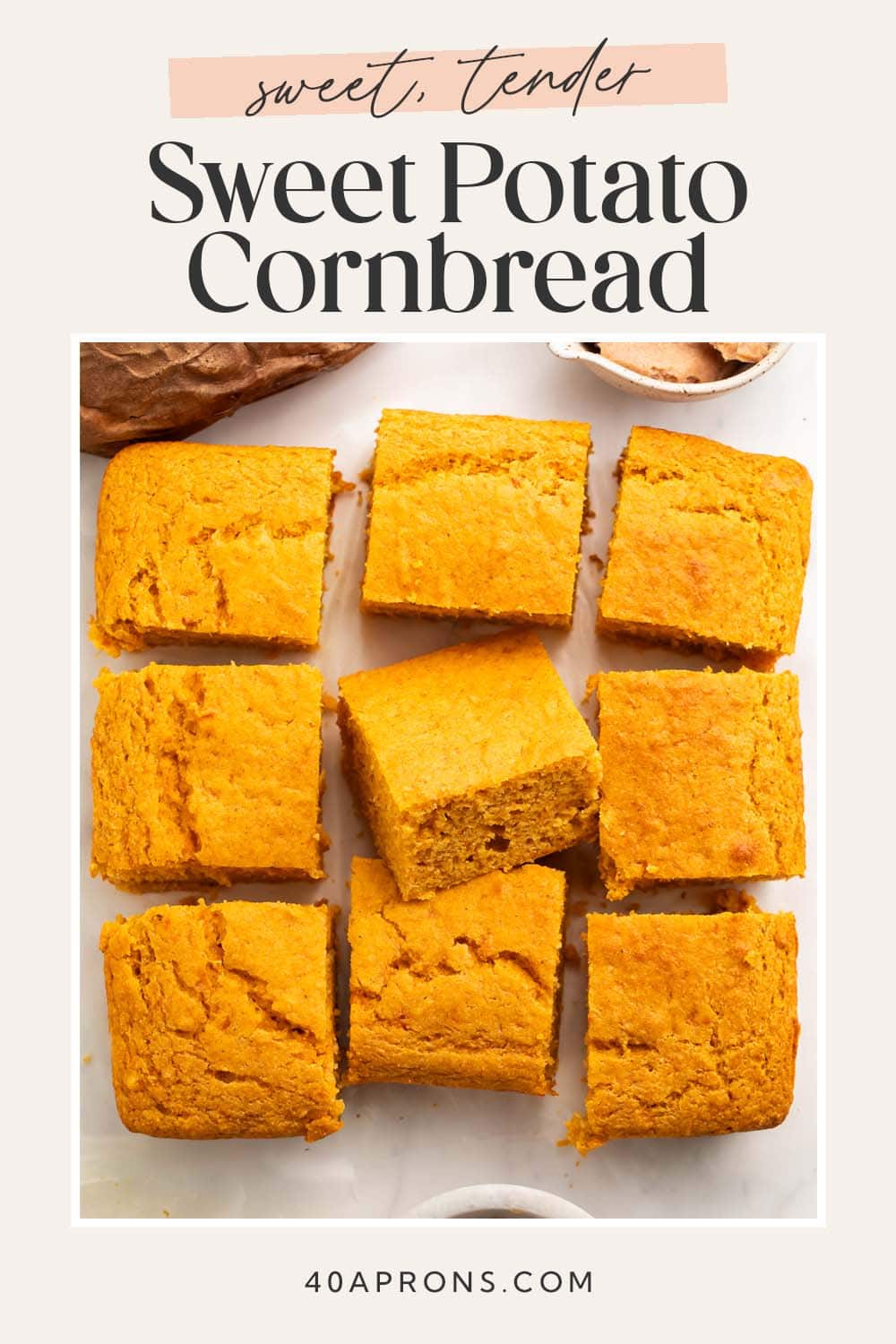 Pin graphic for sweet potato cornbread.