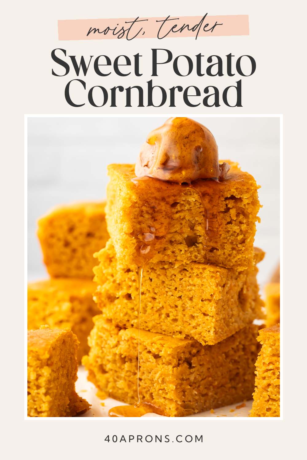 Pin graphic for sweet potato cornbread.