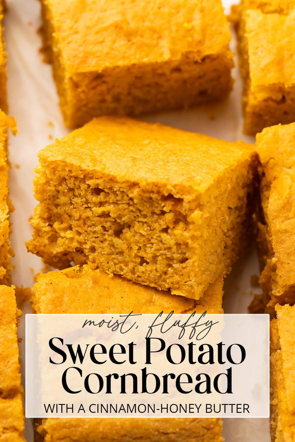 Pin graphic for sweet potato cornbread.