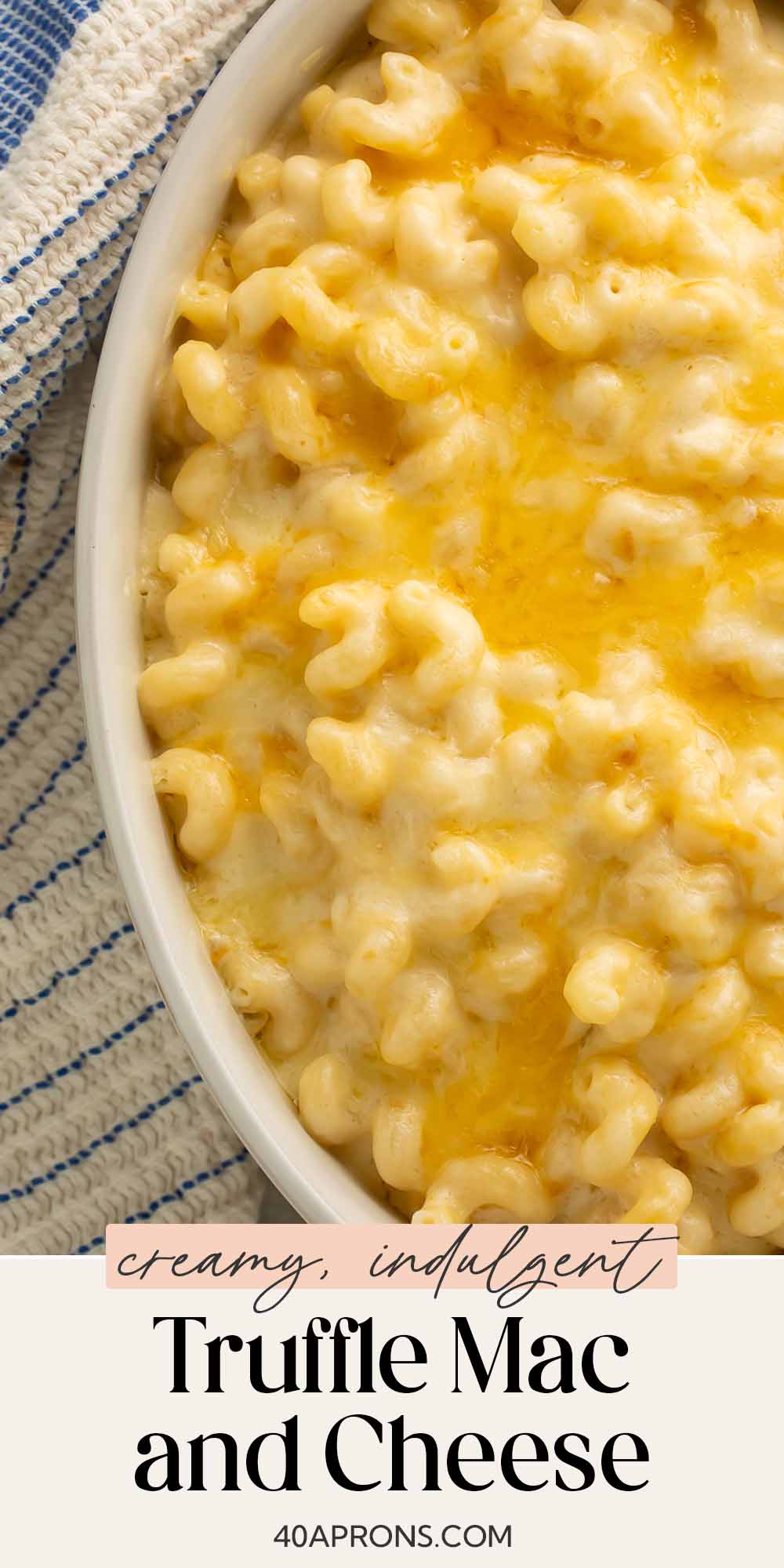 Pin graphic for truffle mac and cheese.