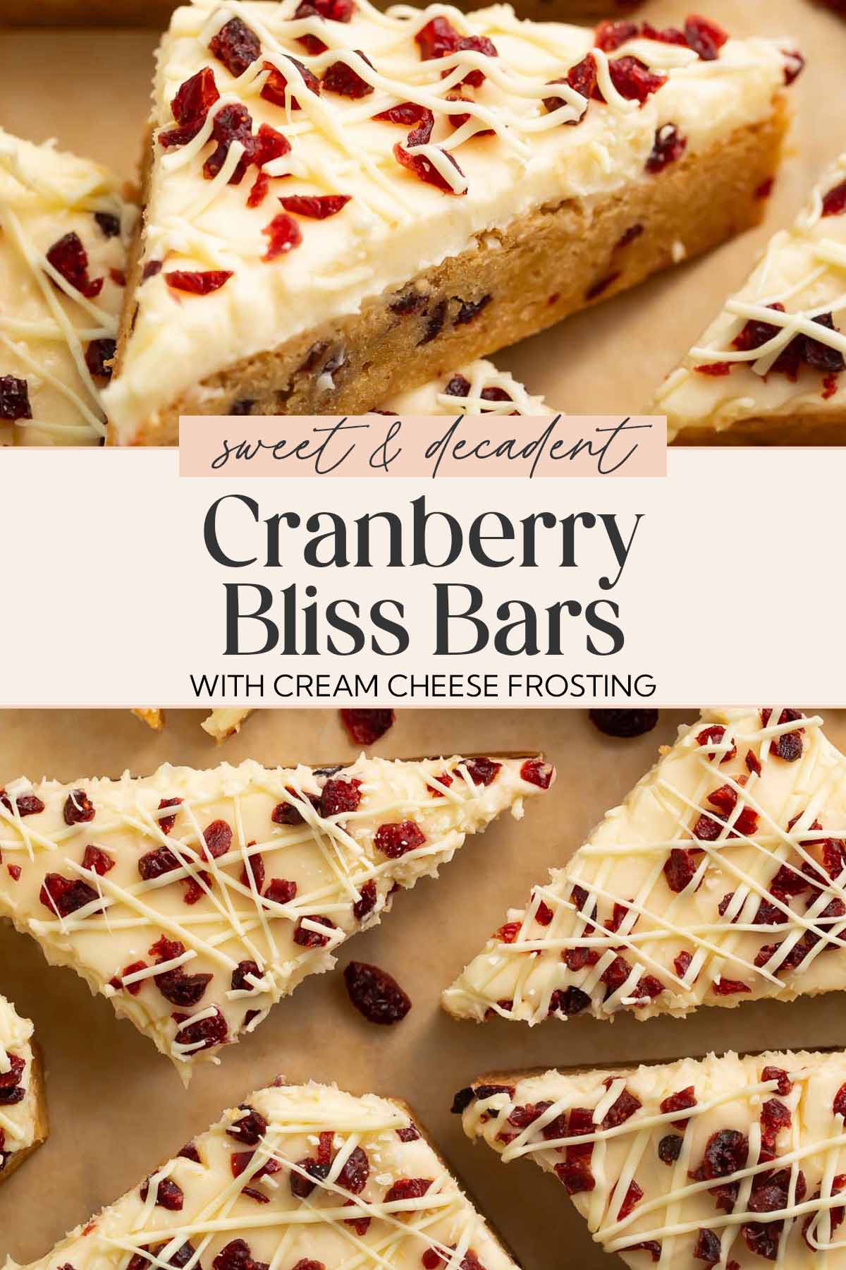 Pin graphic for cranberry bliss bars.