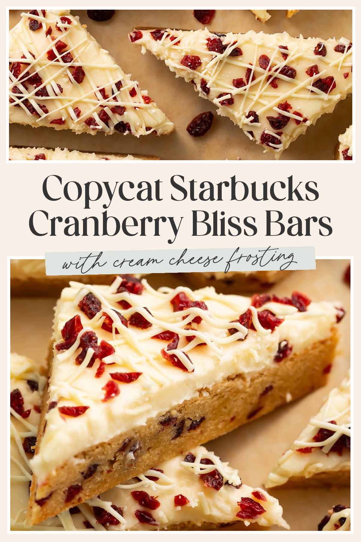 Pin graphic for cranberry bliss bars.