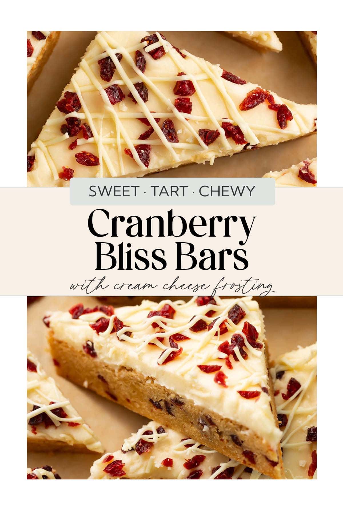 Pin graphic for cranberry bliss bars.